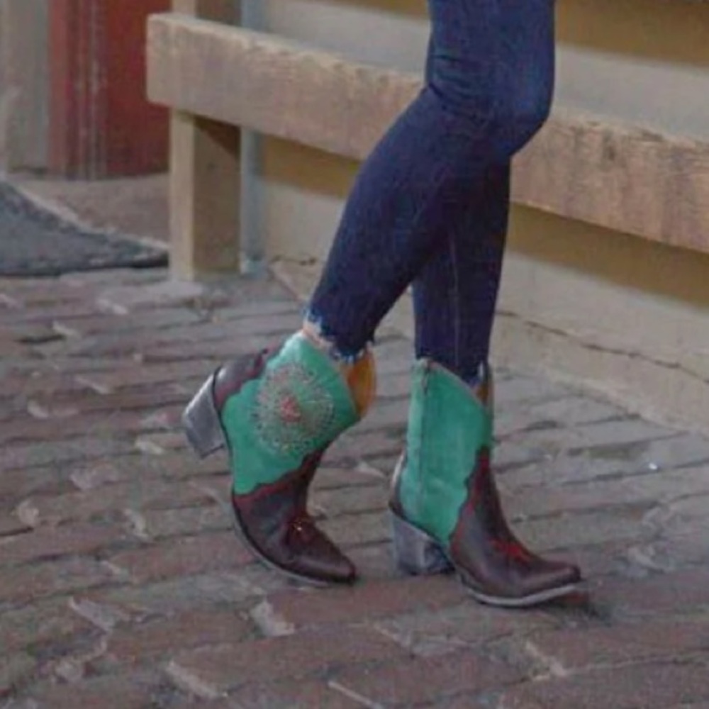 Old Gringo turquoise brown crystal heart star boots RTL 595 7.5 NIB - Picture 4 of 10